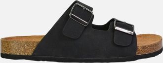 XY London Womens XY London Womens/Ladies Star Double Strap Buckle Summer Flat Sandals - Black - Size: 7