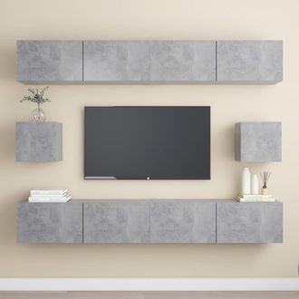 Berkfield Home 6 Piece TV Cabinet Set Concrete Grey Engineered Wood