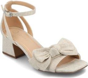 Journee Collection Zevi Bow Block Heel Sandal in Bone at Nordstrom Rack, Size 9.5
