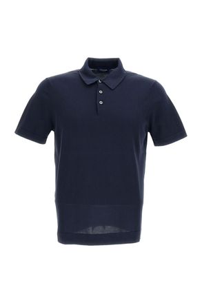 Drumohr Blue Cotton Short-Sleeved Polo Shirt
