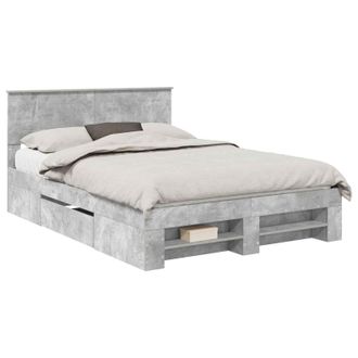vidaXL Estructura De Cama Con Cabecera Gris Concreto 140 X 200 Cm Vidaxl