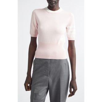 Thom Browne Hector Short Sleeve Sweater in Light Pink at Nordstrom, Size 10 Us