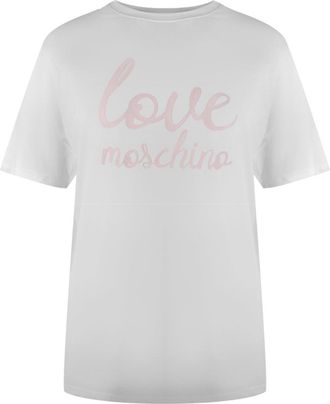 Moschino Love Moschino T-shirt Met Opvallend Roze Logo In Wit