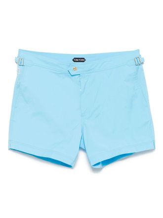Tom Ford logo-tag swim shorts - men - Polyester - 56 - Blue