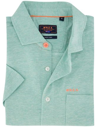 N-Z-A- NEW ZEALAND AUCKLAND Overhemd New Zealand turquoise casual korte mouw