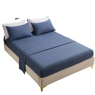 OEM Juego De S&aacute;banas De Lujo De 4 Piezas Con Bolsillos Profundos, Confeccionadas En Microfibra Ultrasuave, Color Azul Para&iacute;so