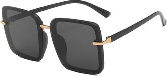 Generic Square Womens Large Frame Sunglasses Outdoor Mens Sports Vacation Sun Glasses(Black)