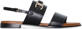 Ferragamo Womens Gancini-Plaque Leather Sandals In Black