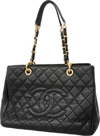 Chanel Black Grained Calfskin Tote Bag (Pre-Owned)