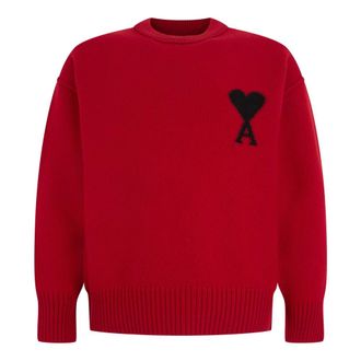 Ami Crewneck Wol Trui met Ami de Coeur - Dames - Truien - Rood - Maat: XS Wol