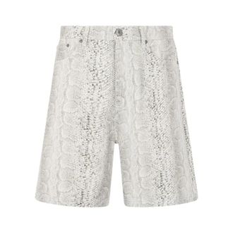 Roberto Cavalli Snakeskin Print Denim Shorts - male - Roberto Cavalli - Denim Shorts - White - S - Shorts