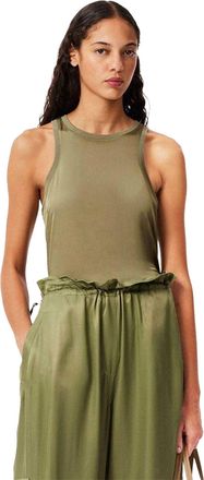 Lacoste Vloeibare satijnen tanktop voor dames (Khaki)