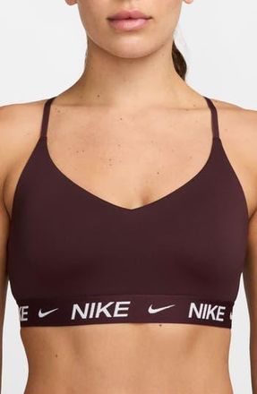 Nike Indy Light Support Padded Adjustable Sports Bra in Burgundy Crush/White at Nordstrom Rack, Size Medium