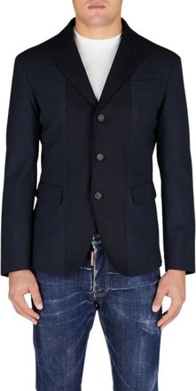 Dsquared2 Navy Blue Stretch Wool Blazer - Heren - Blazers - Blauw - M - Wol - Jassen