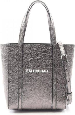 Balenciaga Silver Leather Handbag Tote Bag (Pre-Owned)