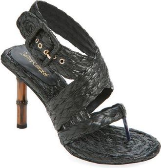Jeffrey Campbell Boreal Raffia Sandal in Black Raffia at Nordstrom, Size 8.5
