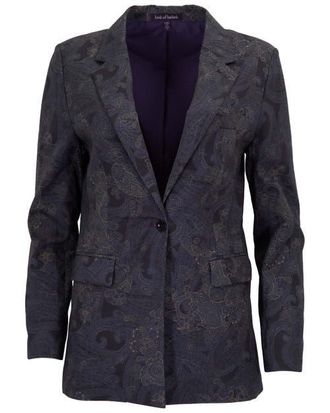 Lords of Harlech Paisley Explosion Womens Tailored Blazer in Paisley Explosion Black at Nordstrom, Size 14