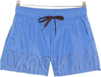 Moschino Blue Logo Print Elasticated Swim Shorts