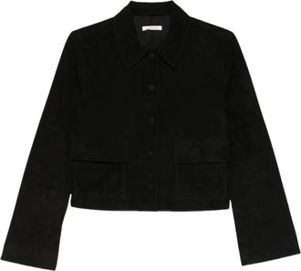 By Malene Birger Annie Suede Jas - Dames - Leren en Su&egrave;de Jassen - Zwart - 3XS - Leer - Jassen