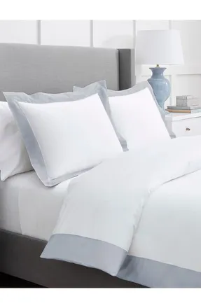Boll & Branch Signature Colorblock Duvet Set in White/Shore at Nordstrom, Size King