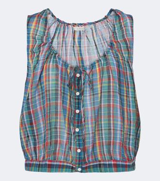 D&ocirc;en D&ocirc;en Theo plaid cotton voile top