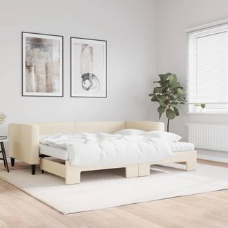 vidaXL Sof&aacute; Cama Nido Con Colch&oacute;n Tela Crema 90x200 Cm Vidaxl