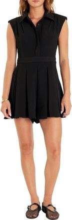 English Factory Pleated Romper in Black at Nordstrom, Size Medium