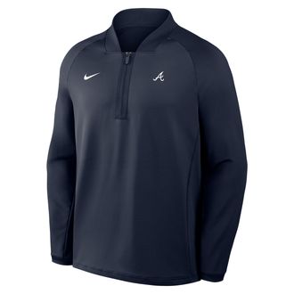 Nike Atlanta Braves Authentic Collection Nike Mens Dri-FIT MLB 1/2-Zip Long-Sleeve Top in Blue | 04H94RHAW-KRR