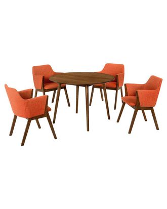 Armen Living Arcadia And Renzo 42In Round Wood 5Pc Dining Set