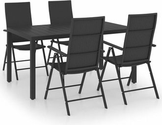 vidaXL Juego De Comedor Para Jard&iacute;n 5 Piezas Negro Vidaxl