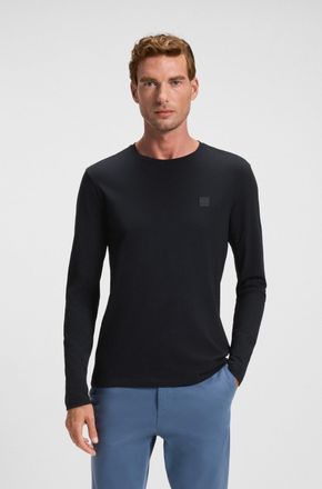 Boss Orange by Hugo Boss Langarmshirt BOSS ORANGE Tacks, Herren, Gr. M, blau (dunkelblau404), Single Jersey, Obermaterial: 100% Baumwolle, regular fit normal, Rundhals, einges