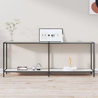 vidaXL Mesa Consola Vidrio Templado Blanco 200x35x75,5 Cm Vidaxl