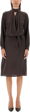 Kiton Dark Brown Mock Collar Dress
