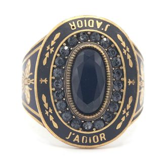 Dior Black Navy Metal Band Ring (Pre-Owned)