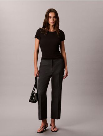 Calvin Klein Womens Worsted Wool Blend Trouser - Grey - 10