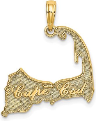 Diamond2Deal 14k Yellow Gold CAPE COD Map Charm Pendant