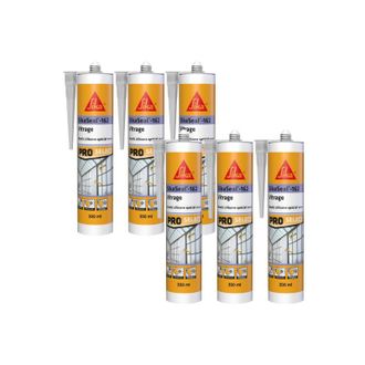 Sika Sika - Lote De 6 Selladores De Silicona El&aacute;stica Seal-162 Vitrage - Transl&uacute;cido - 300ml