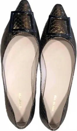 All Black Womens Met Exotic Flats In Bronze