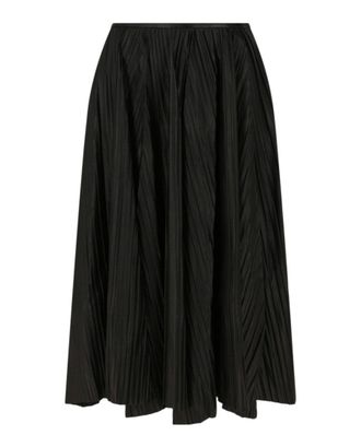 Ferragamo Leather Pleated Midi Skirt