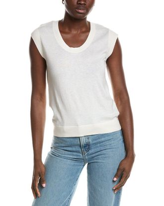 Minnie Rose Knit Cap Sleeve Cashmere-Blend Top