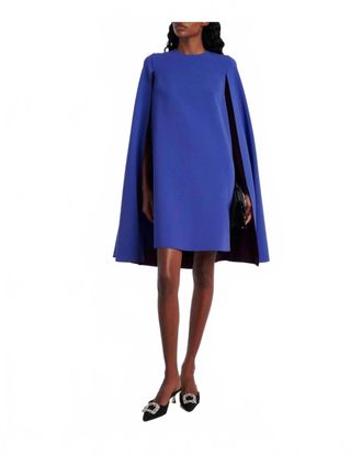 Roksanda Ilincic Twiggy Cropped Crepe Mini Cape Dress In Marine