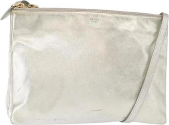 Celine Pre-owned Leren Crossbodytas - Dames - Vintage Schoudertas - Grijs - ONE Size - Leer - Vintage
