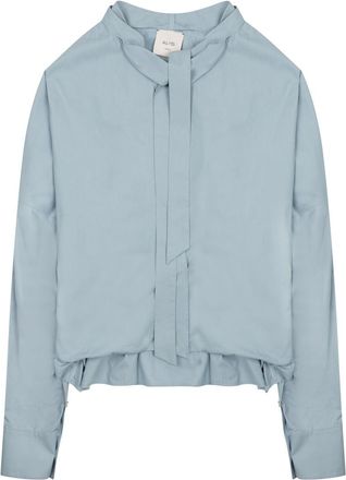 Alysi High Neck Bow Tie Cotton Blouse