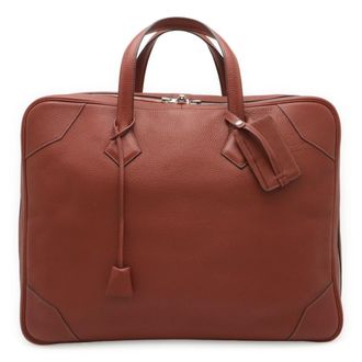 Herm&egrave;s Rouge H Taurillon Clemence Leather Boston Bag (Pre-Owned)