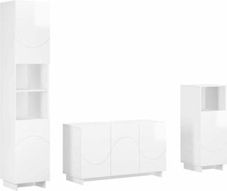 vidaXL Juego De Muebles De Ba&ntilde;o 3 Uds. Blanco Brillante Vidaxl