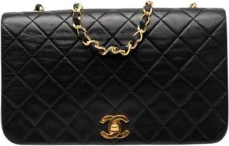 Chanel Pre-owned Vintage Quilted Crossbody Bag - Dames - Vintage Schoudertas - Zwart - ONE Size - Leer - Vintage
