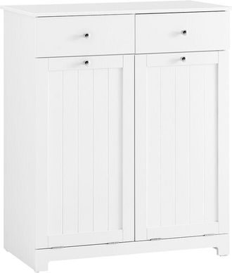 SoBuy Sobuy Mueble De Ba&ntilde;o Con Canasta De Ropa Sucia, Armario De Ba&ntilde;o Con 2 Cajones Y Gran Capacidad De Bolsas De Ropa, Mueble De Canasta De Ropa Sucia Robu
