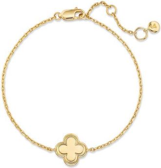 Devata Clover Chain Bracelet in Gold Plated Sterling Silver in Yellow Gold at Nordstrom, Size 7.5