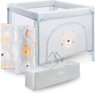 OEM Parque Infantil Plegable - Gris Teddy Bear - Colch&oacute;n + Bolsa - 97 X 100 X 77 Cm
