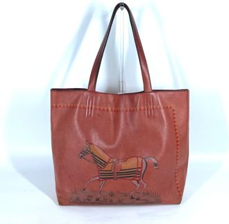 Herm&egrave;s Brown Leather Shoulder Bag Tote Bag (Pre-Owned)